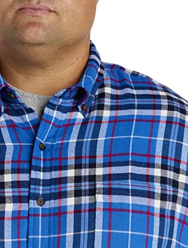 חולצת פלנל לגברים גדולים וגבוהים של DXL | חולצה של כותנה, שרוולים ארוכים עם צווארון וכיס כפתור